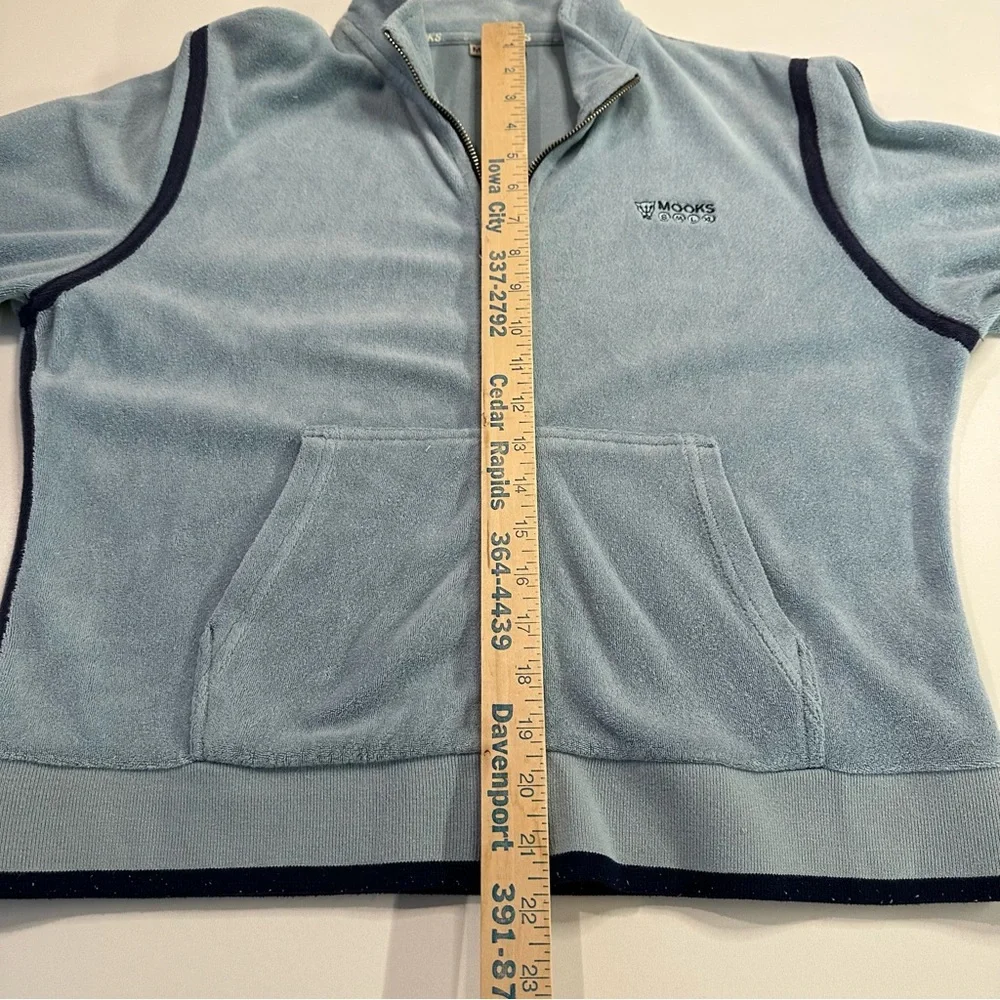 Mooks Blue Fleece Track Jacket Y2K 2000 Vintage Sporty Athletic Street Style
